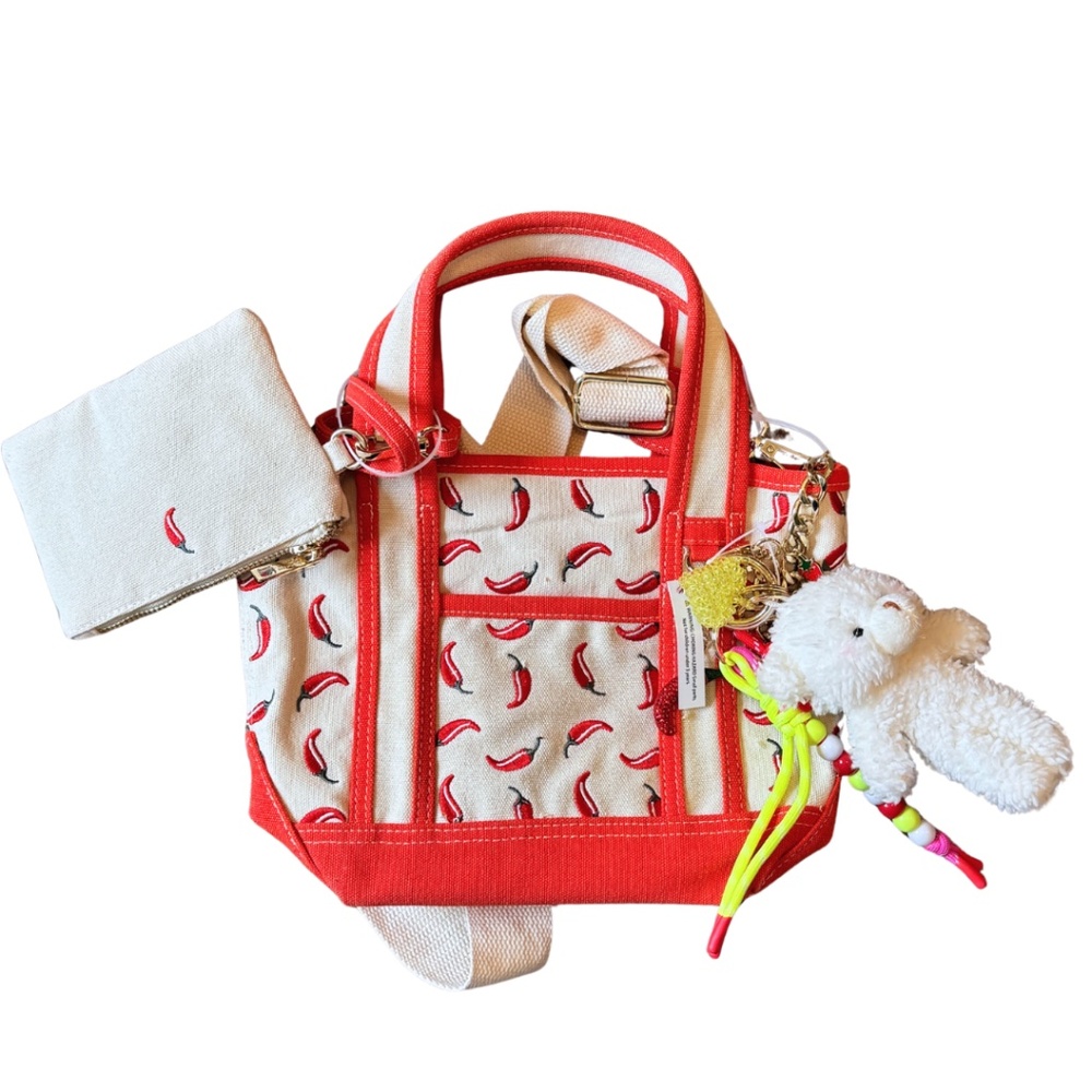 Viral Chili Madden Girl Mini Tote NWT Cross Body Red Canvas Bag